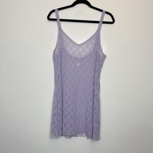 Vintage y2k B Tempted lilac lace slip dress sheer festival coquette XL
